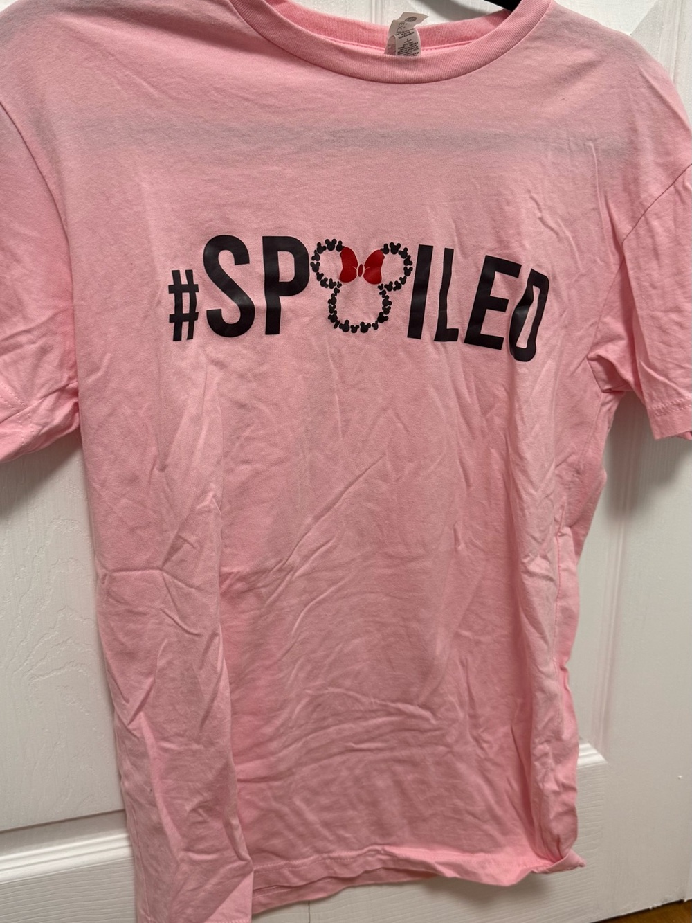 Disney Pink #SPOILED Graphic Tee with Red Bow Detail